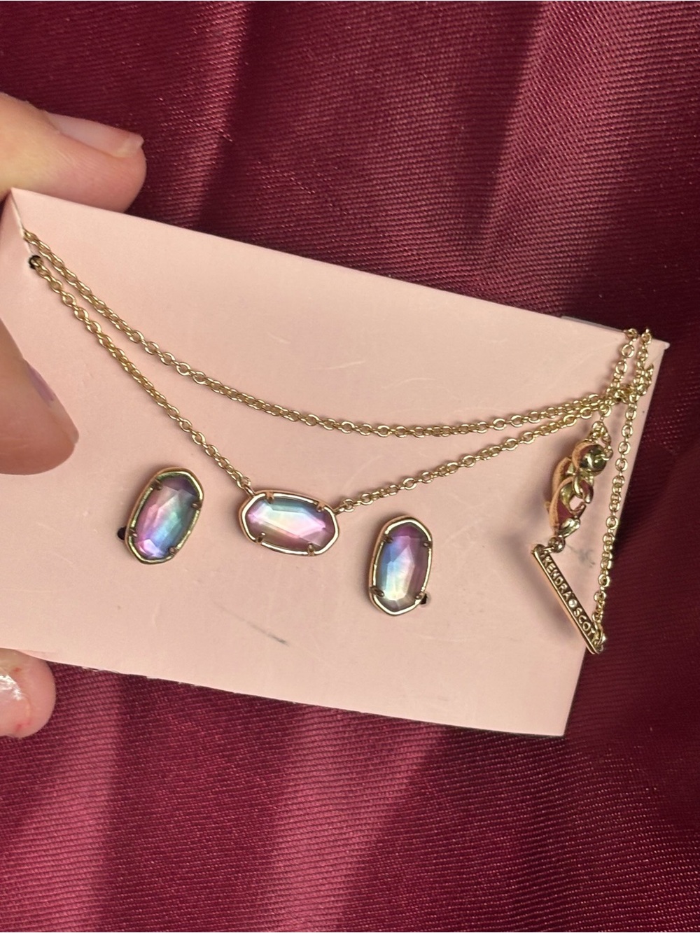 SET💜Kendra Scott Necklace and Gold Drop Earrings -  like new condition